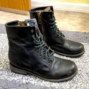 Steven Madden, Freebird by Steven black leather lace up and zip boots